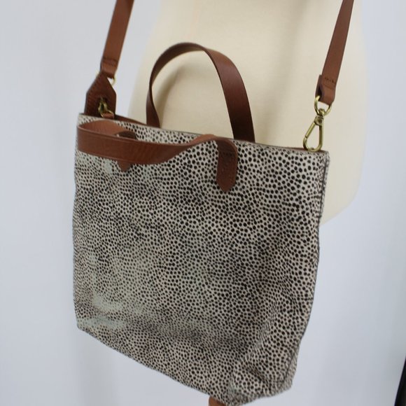 Madewell Cross Body Leather Speckled Fur Distressed Cross Body Purse Bag - Picture 5 of 12